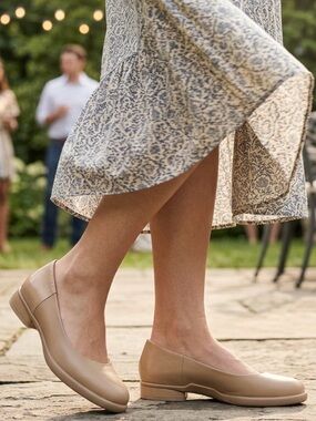 ECCO Womens Leather Ballet Flats Nude Comfort Low Heel Casual Shoes EU 40 US 9.5